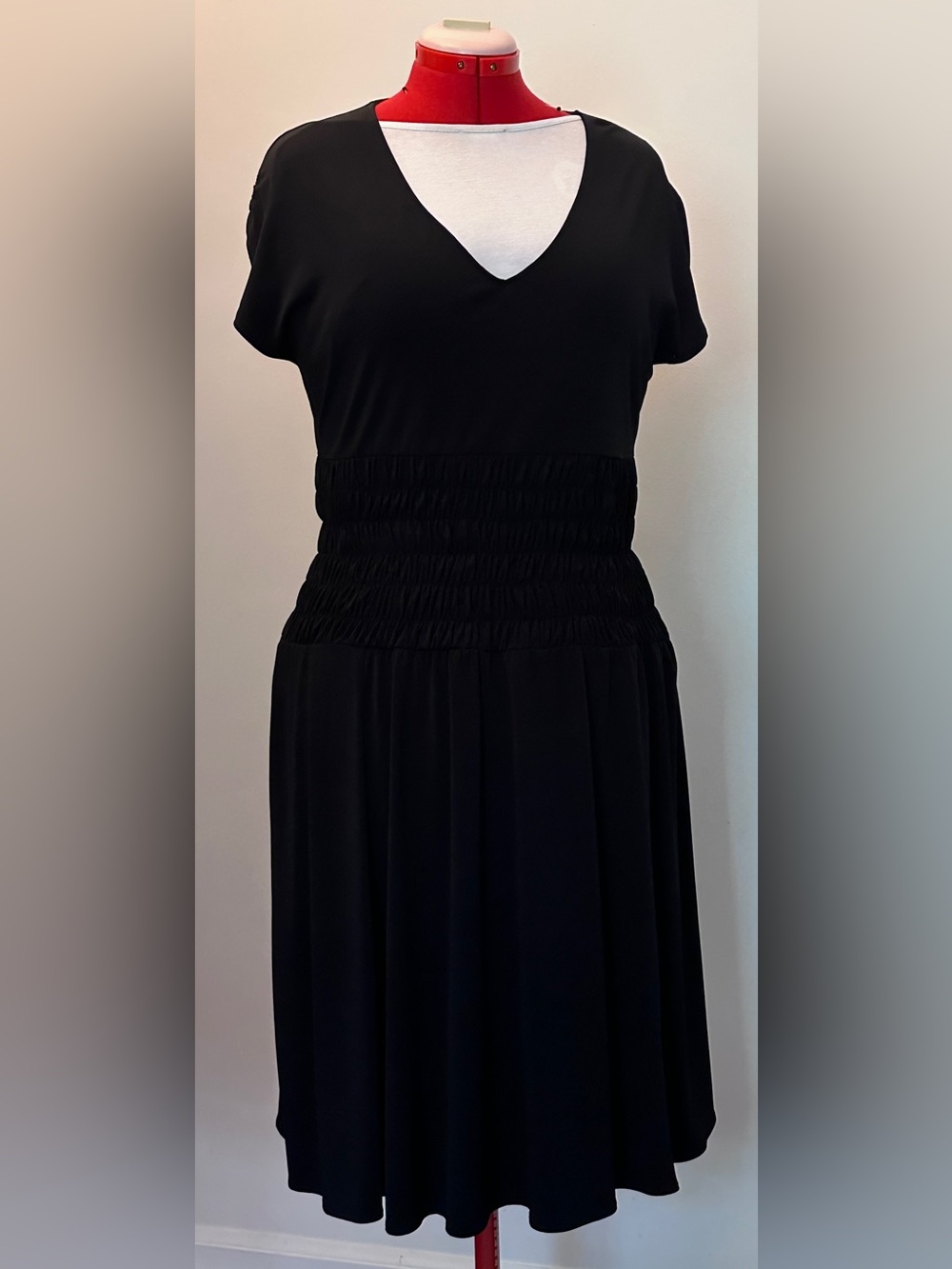 Nine & Co. by Nine West Black Smocked Waist Dress | Large